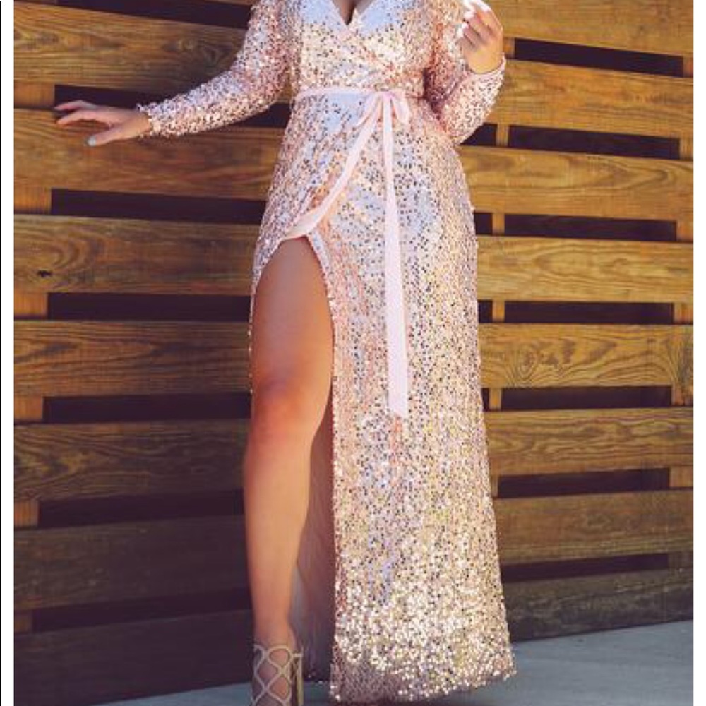 Hope’s Rose Gold Sequin Maxi Dress